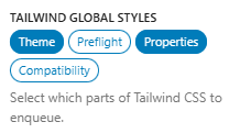 ska-blocks option allowing to select which parts of Tailwind CSS to enqueue