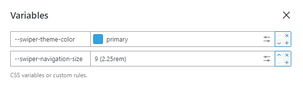 Swiper slider CSS variables UI