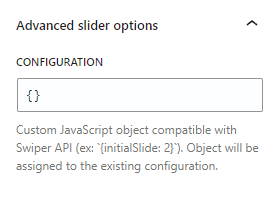 Slider block control for defining a custom configuration