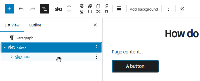 Button block wrapped in an Element block