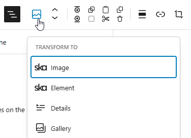 Transforming core/image block to ska/image block in the block editor