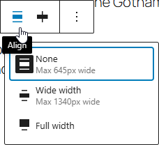 Alignment options on block toolbar
