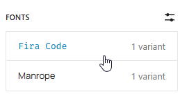 Block editor settings fonts - Fira Code and Manrope