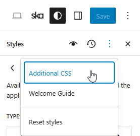 Additional CSS setting in the block editor Styles tab
