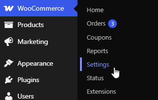 WooCommerce settings in WordPress admin dashboard